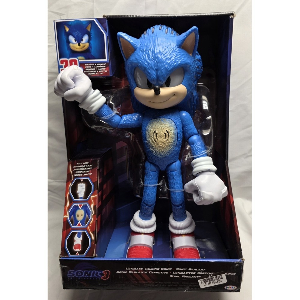 Sonic The Hedgehog 3 Ultimate Talking Sonic Figure Toy Jakks NEW HTF 12" Movie